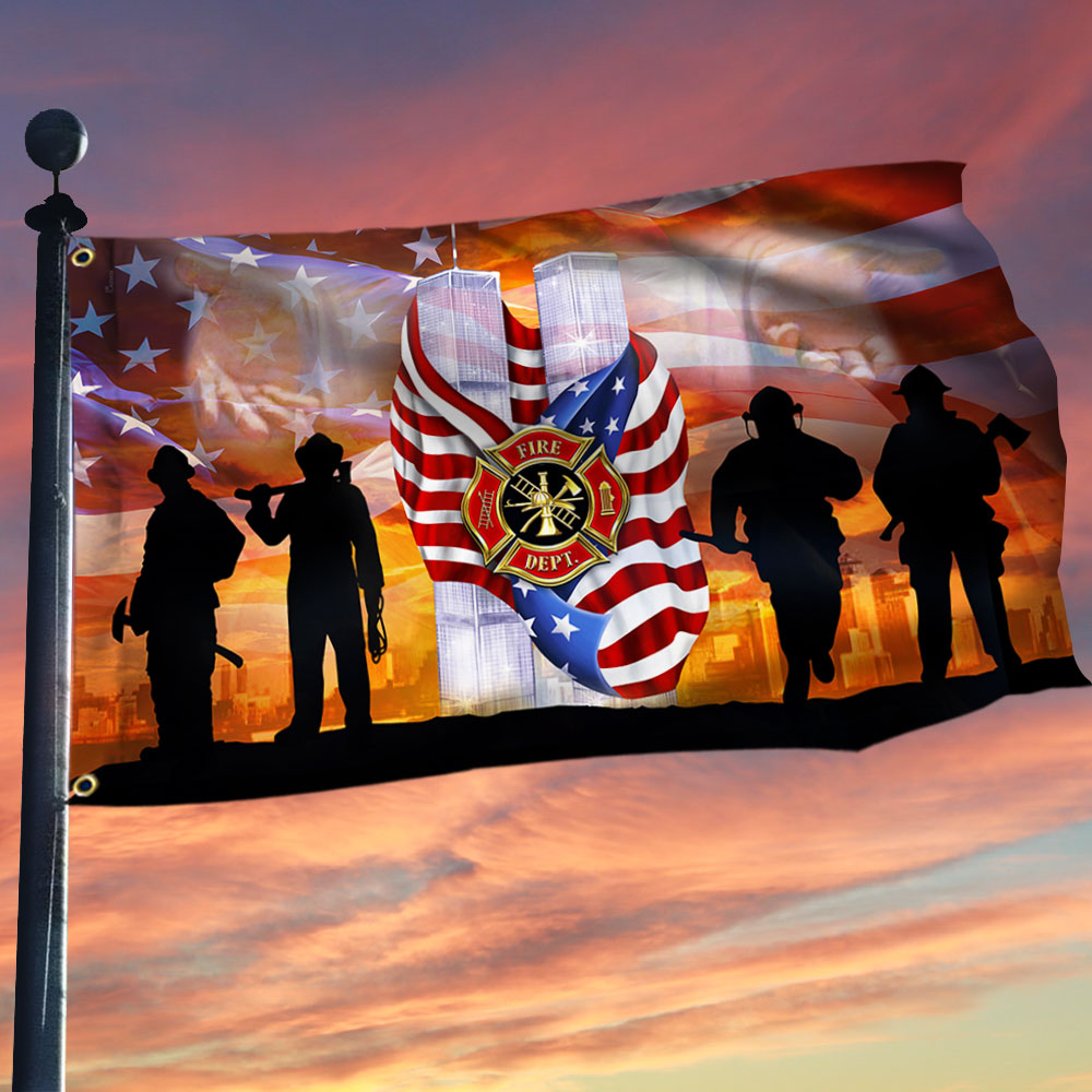 911 Patriot Day 343 Firefighters Grommet Flag September 11 Attacks Never Forget 9 11 - Liberish