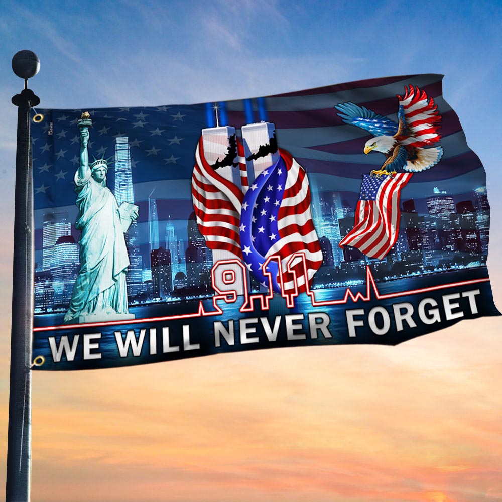 911 Patriot Day Flag 9 11 September 11 Never Forget Grommet Flag - Liberish