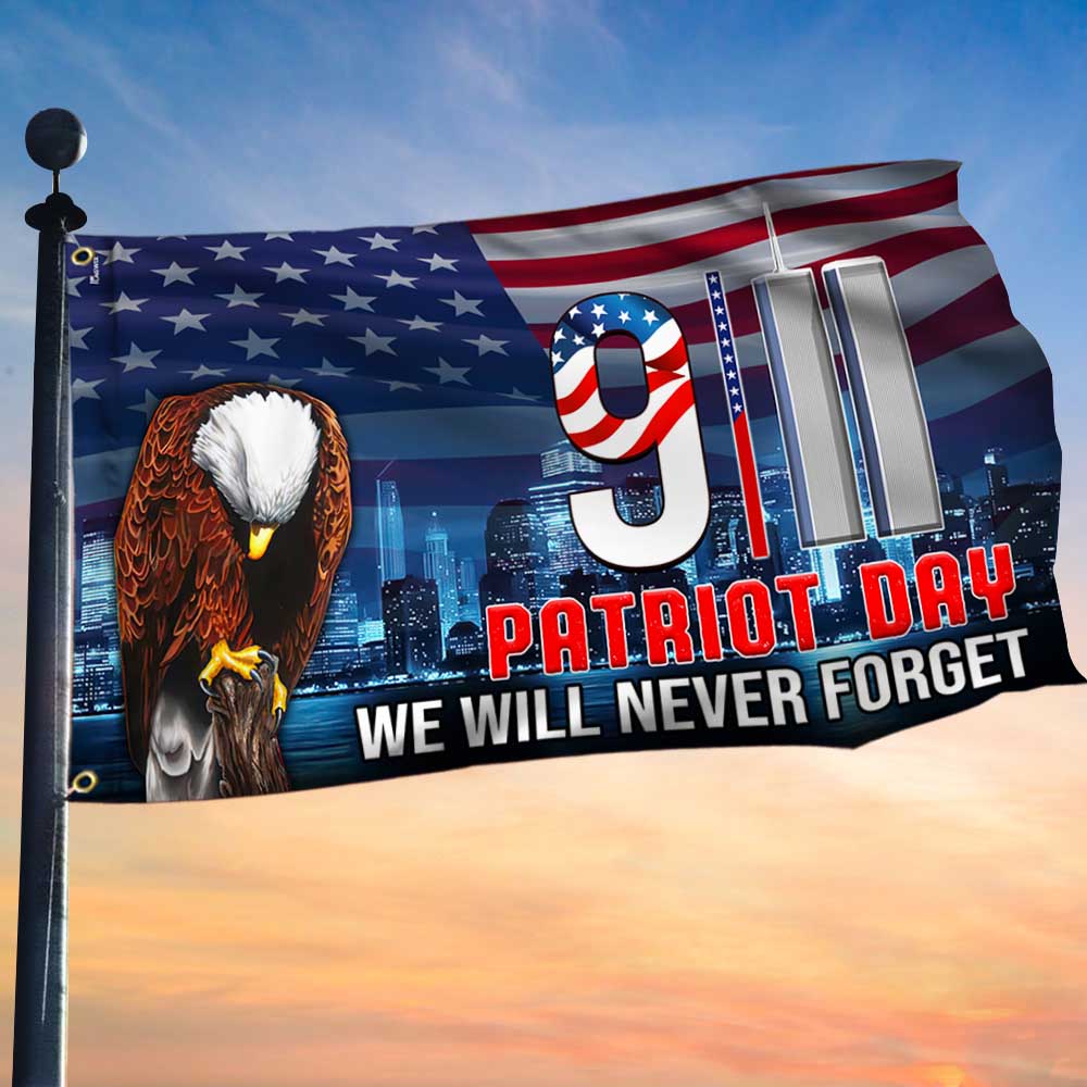 911 Patriot Day Never Forget Grommet Flag - Liberish