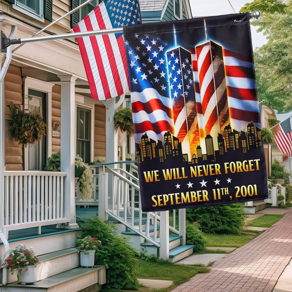 911 Patriot Day We Will Never Forget September 11 Attacks Flag - Liberish