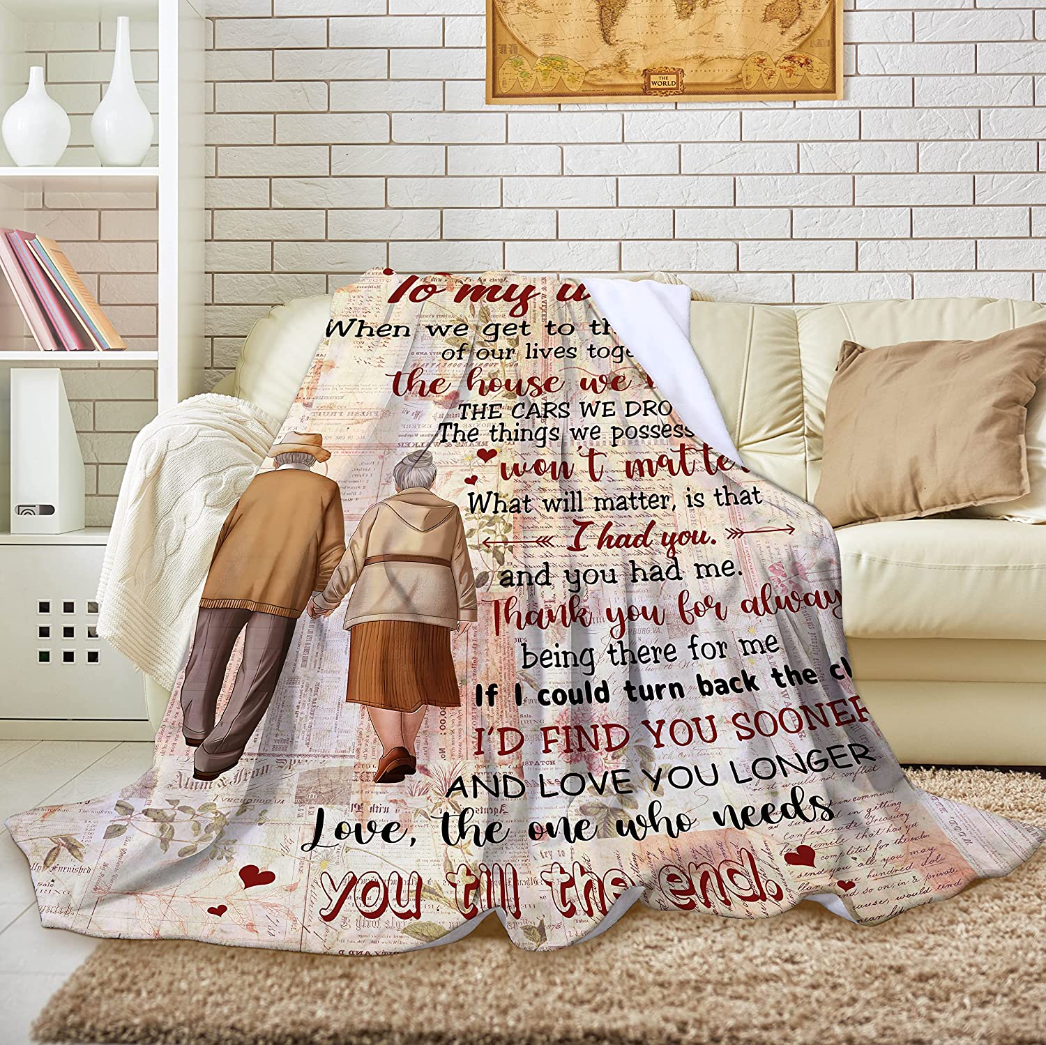 Gift For Wife Blanket - To My Wife, Old Couples Blanket - Romantic Gift For Wife From Husband, Birthday, Christmas, Valentines, Anniversary, Mother's Day Blanket