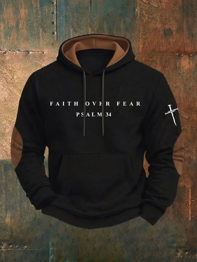 Faith Cross Printed Casual Hoodie Christian Freedom USA Pullover Sweatshirt Gift Apparel for Men and Women