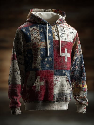 Vintage Faith American Flag Camo Hoodie USA Christian Patriotic Freedom Sweatshirt Apparel Gift