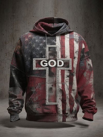 Faith Vintage American Flag Camo Hoodie Patriotic Christian USA Pullover Sweatshirt for Men Women