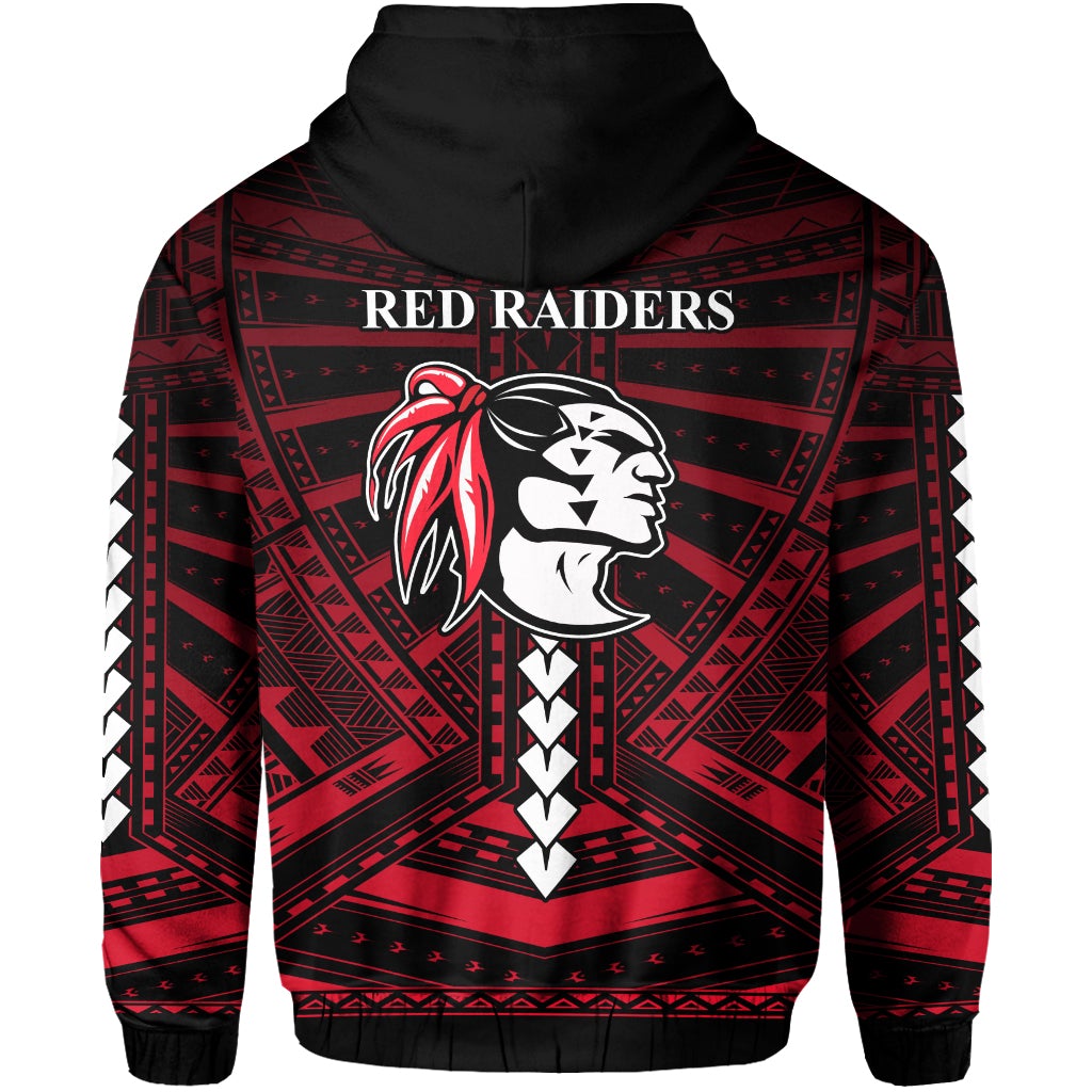 Polynesian Red Raiders Zip Hoodie Kahuku Hawaii School LT13