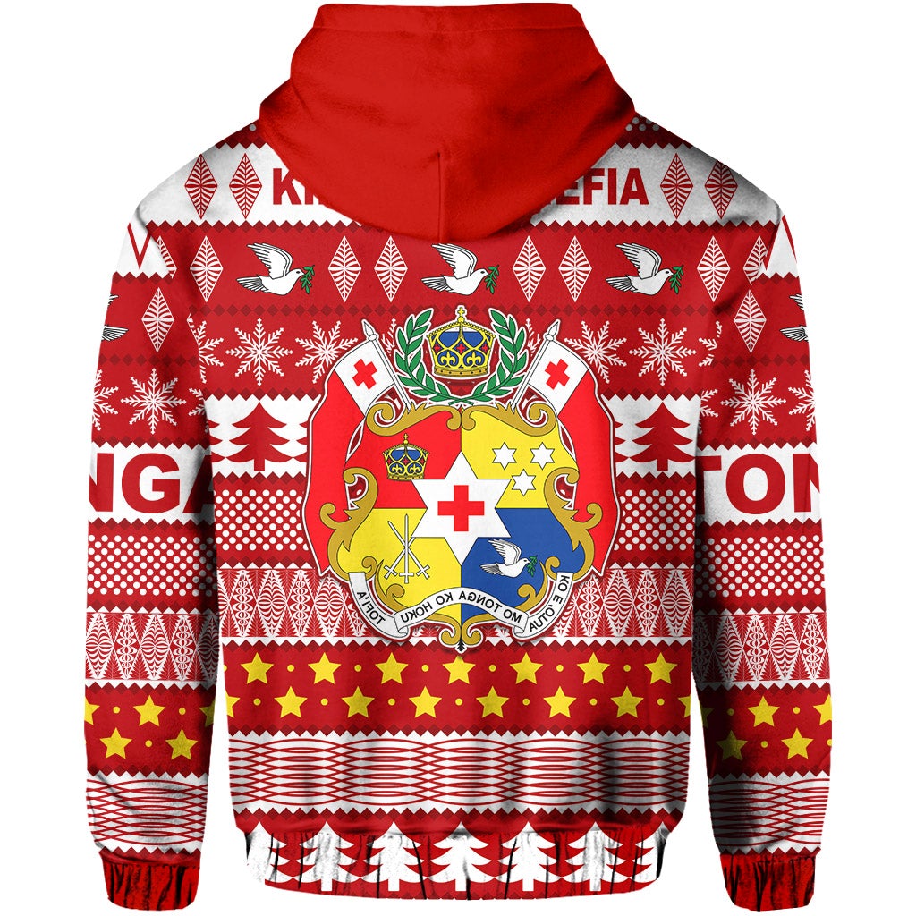 Tonga Kilisimasi Fiefia Zip Hoodie Merry Christmas with Tongan Pattern LT13