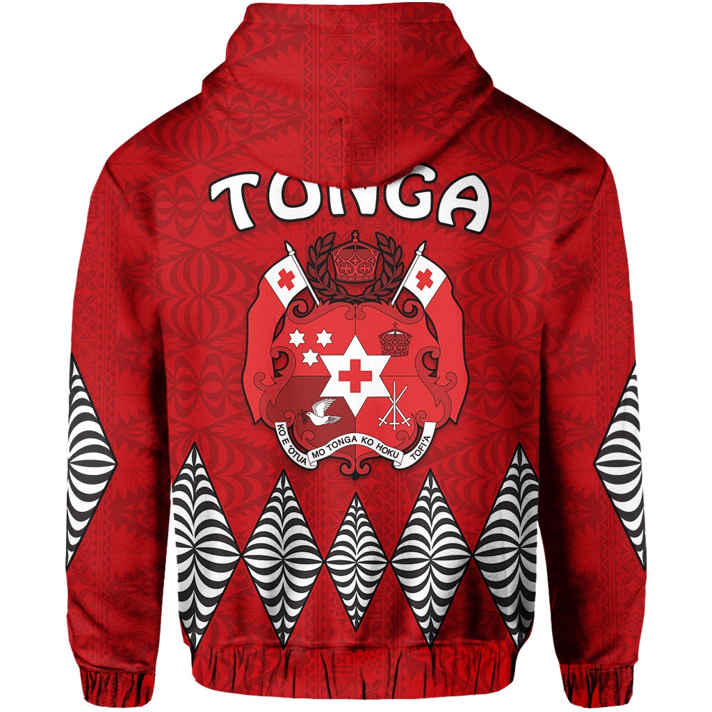 Tonga Warriors Zip Hoodie Tongan Pattern Version Black LT13
