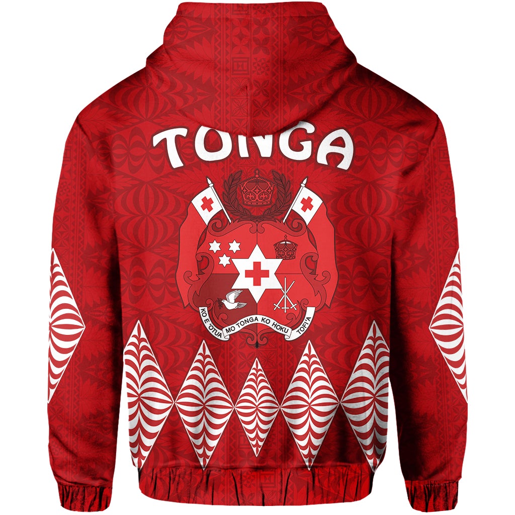 Tonga Warriors Zip Hoodie Tongan Pattern Version Red LT13
