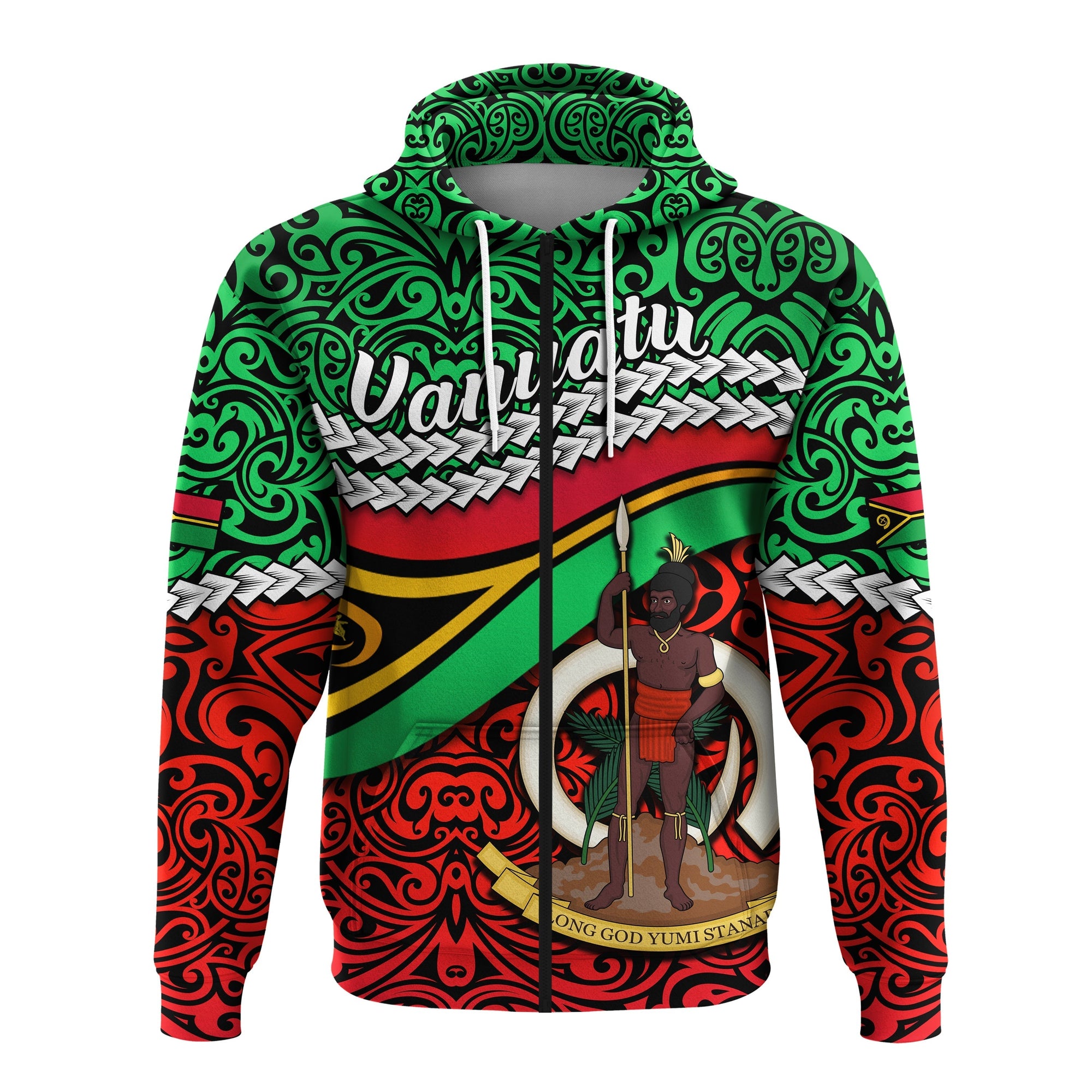 Proud Vanuatu Zip Hoodie Pattern Mix Flag LT13