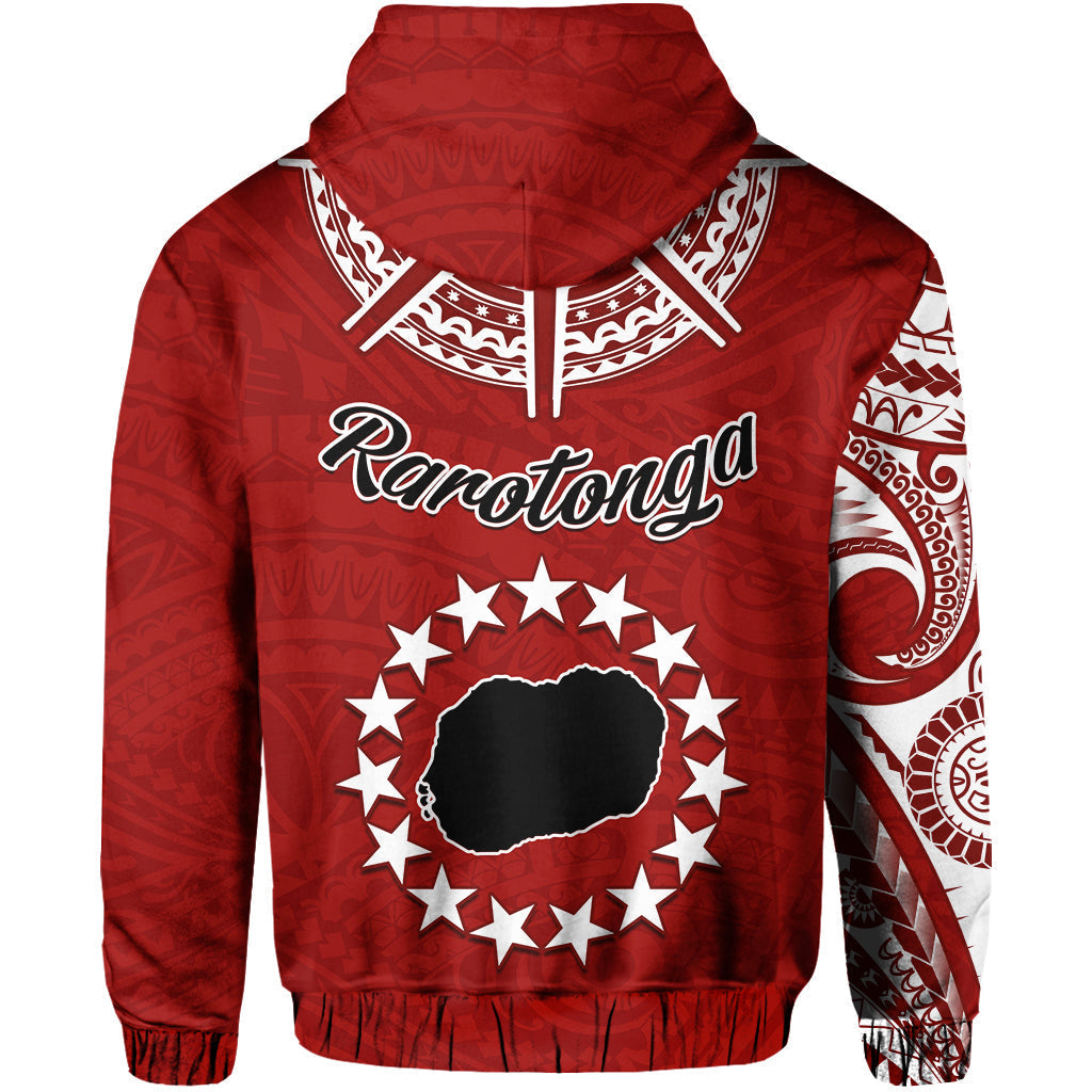 Rarotonga Cook Islands Hoodie Turtle and Map Style Red LT13