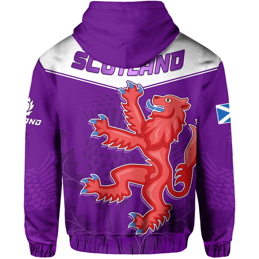 Scottish Rugby Hoodie Map Of Scotland Thistle Purple Version LT14