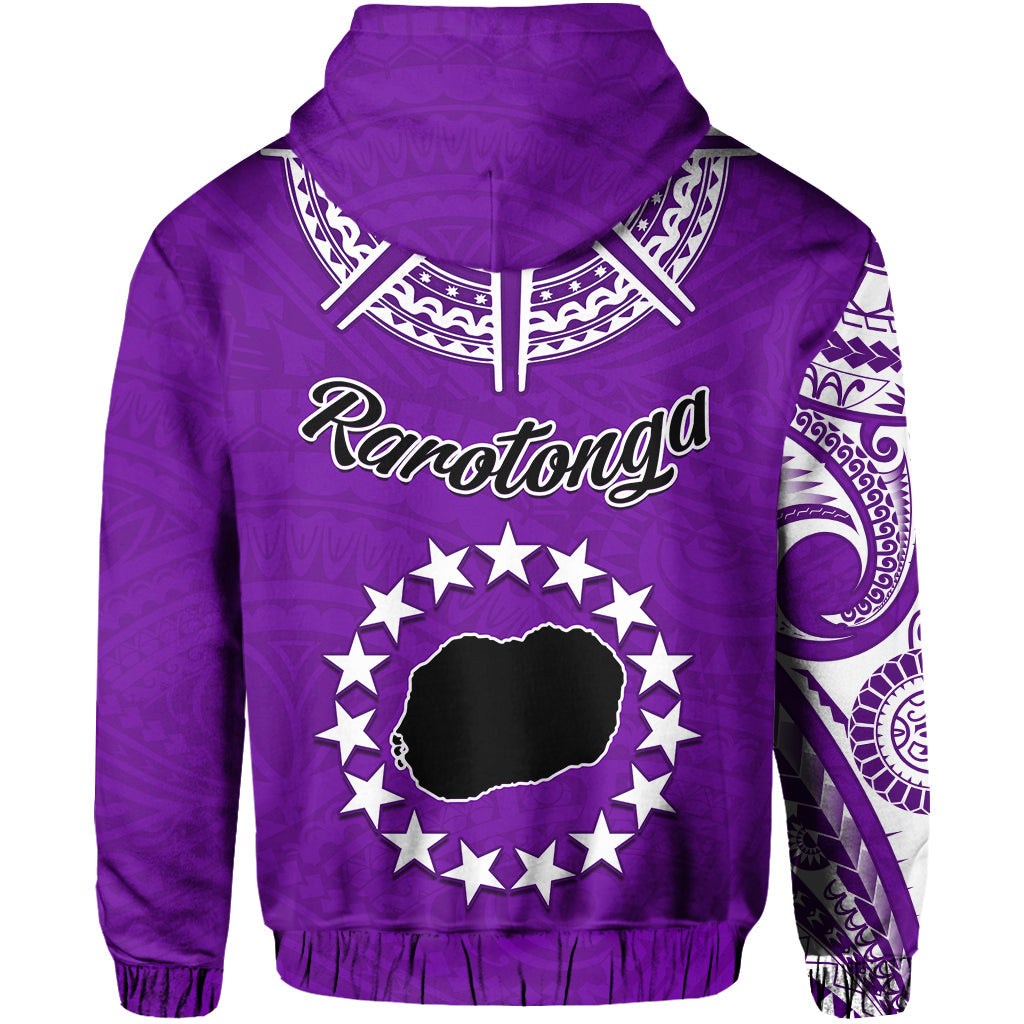 Rarotonga Cook Islands Hoodie Turtle and Map Style Purple LT13