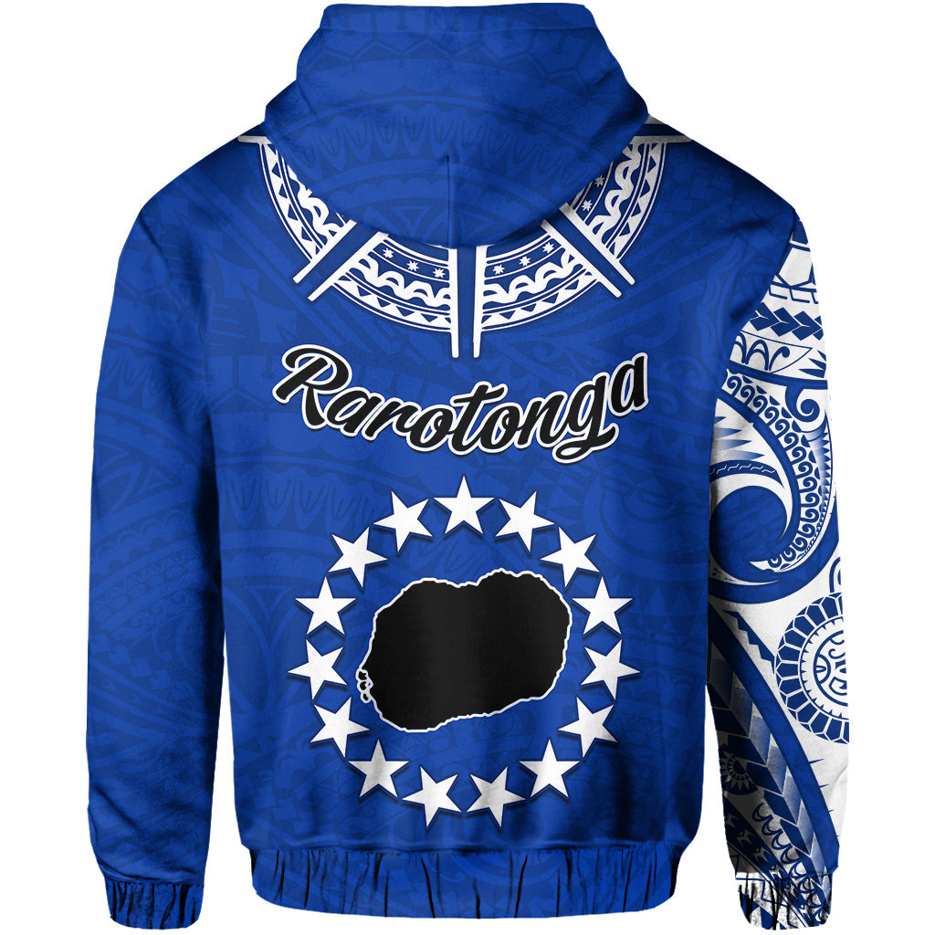Rarotonga Cook Islands Hoodie Turtle and Map Style Blue LT13