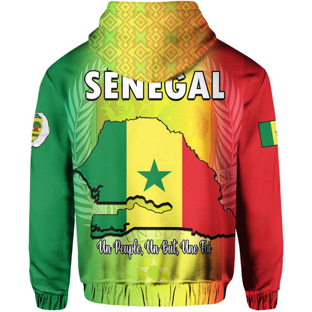 Senegal Hoodie Lion With Senegal Map Reggae Style LT14
