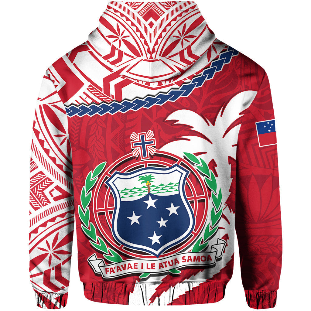 Samoa Hoodie Samoan Coat Of Arms With Coconut Red Style LT14