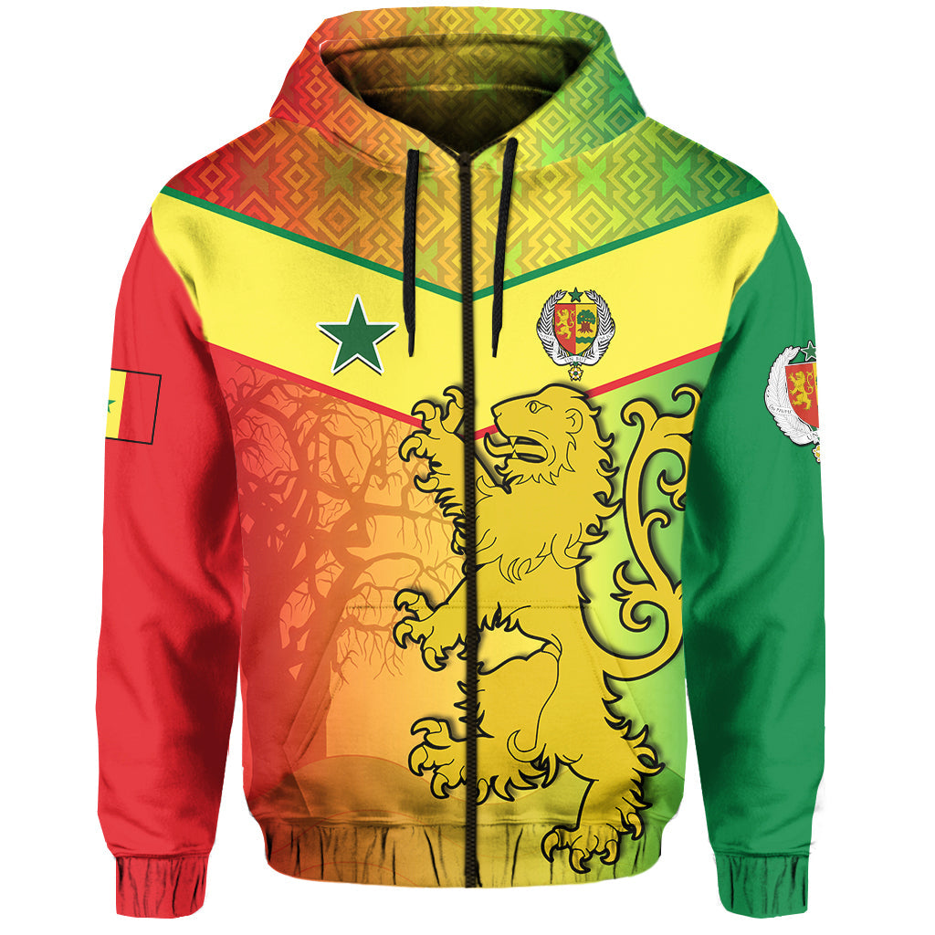 Senegal Hoodie Lion With Senegal Map Reggae Style LT14