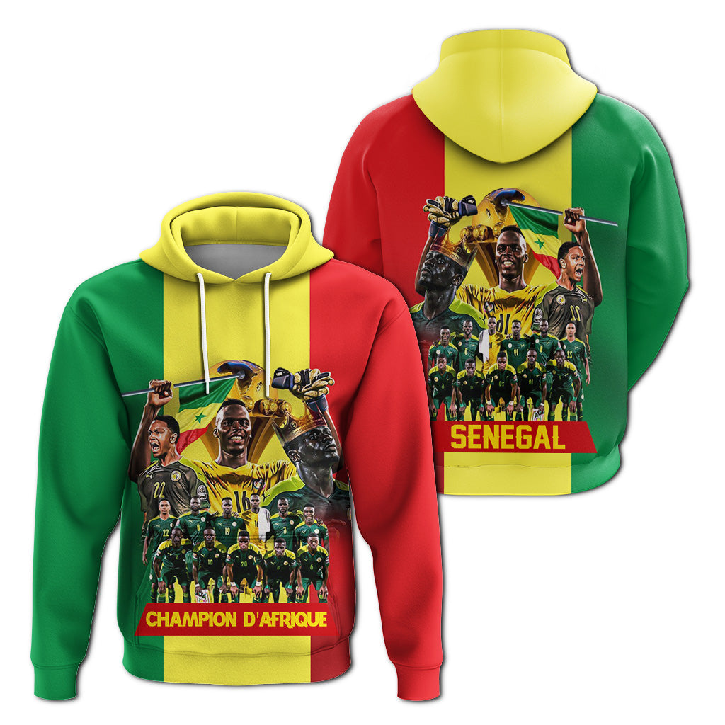Senegal Football Champion DAfrique Hoodie Senegal Flag LT7