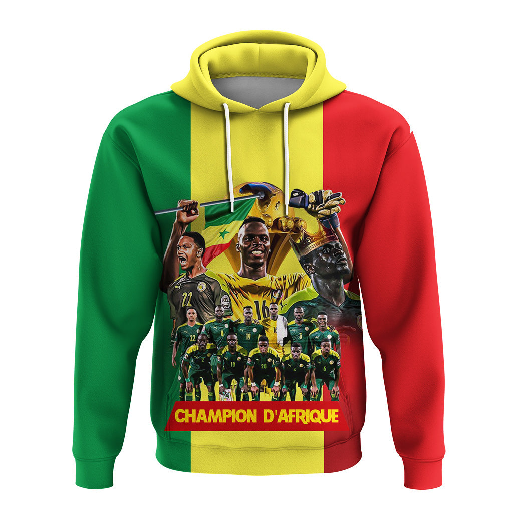 Senegal Football Champion DAfrique Hoodie Senegal Flag LT7