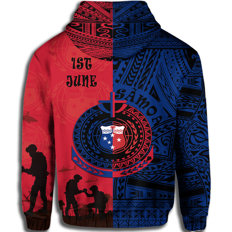 Samoa Independence Day Hoodie Military Polynesian Pattern LT9