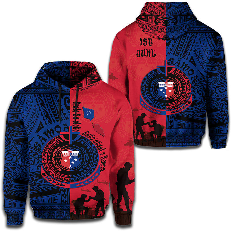 Samoa Independence Day Hoodie Military Polynesian Pattern LT9