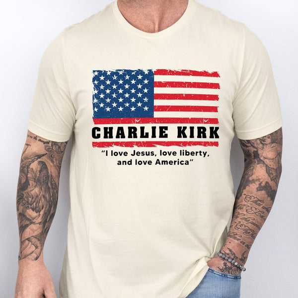Charlie Kirk American Flag Shirt Patriotic USA T-Shirt for Men Women