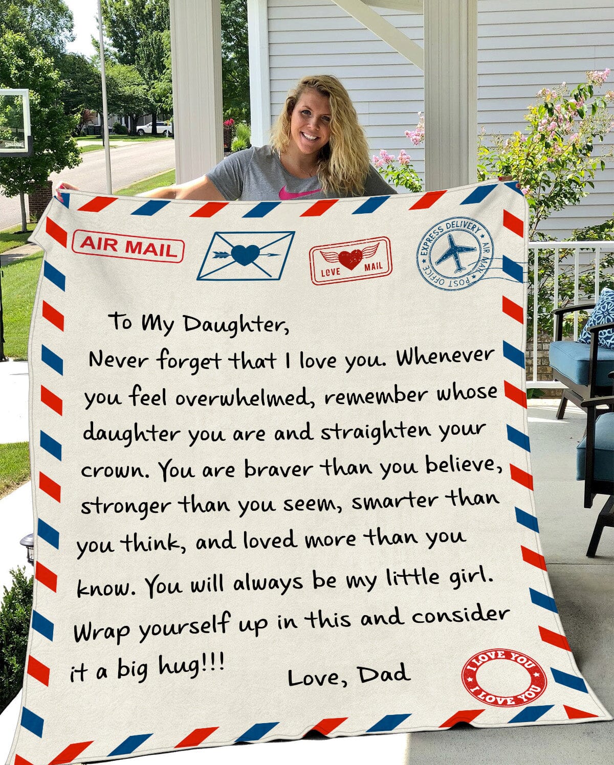 Beautiful Gift for Daughter From Dad "Never Forget That I Love You" Premium Plush Blanket