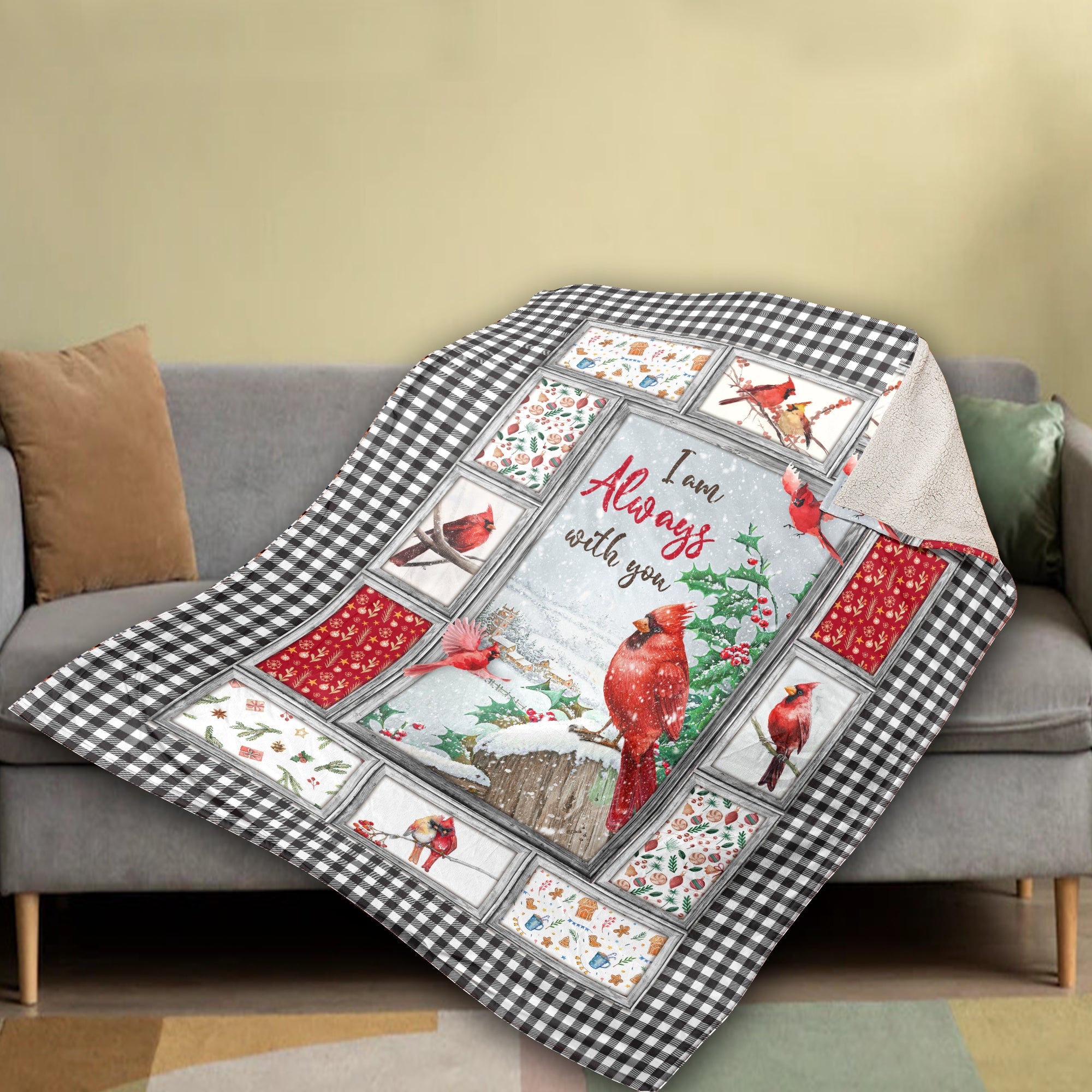 Memorial Blanket, Heaven Blanket, Cardinal Blanket, Sympathy Gift, Remembrance Gift - Winter Garden, I Always With You Blanket