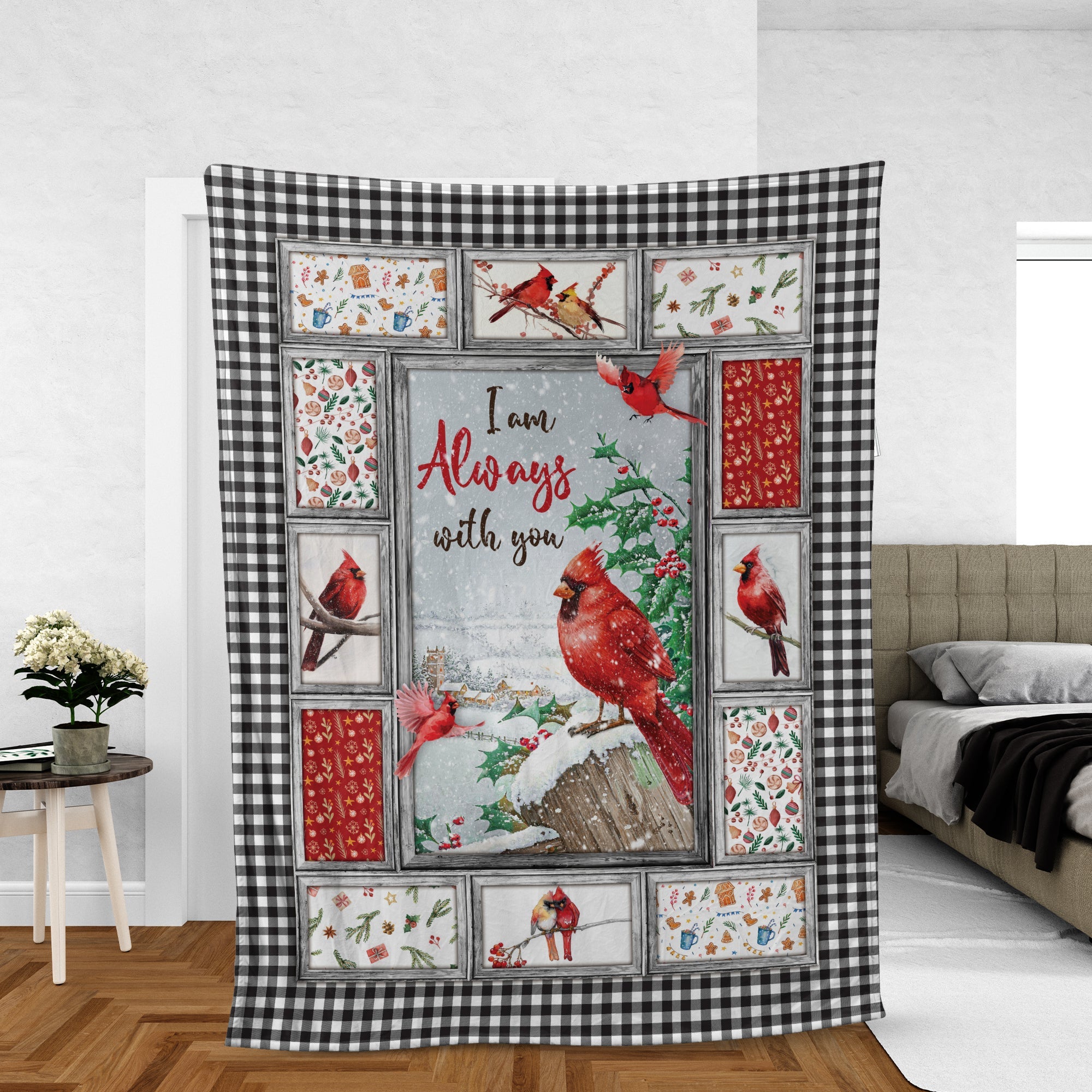 Memorial Blanket, Heaven Blanket, Cardinal Blanket, Sympathy Gift, Remembrance Gift - Winter Garden, I Always With You Blanket