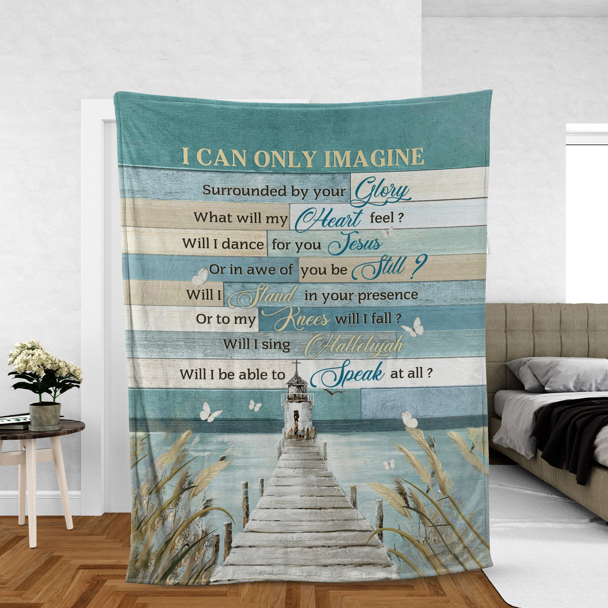 Christian Throw Blanket, Faith Blanket, Jesus Blanket, Inspirational Gift, Church Painting Blanket, By The River, I Can Only Imagine Blanket