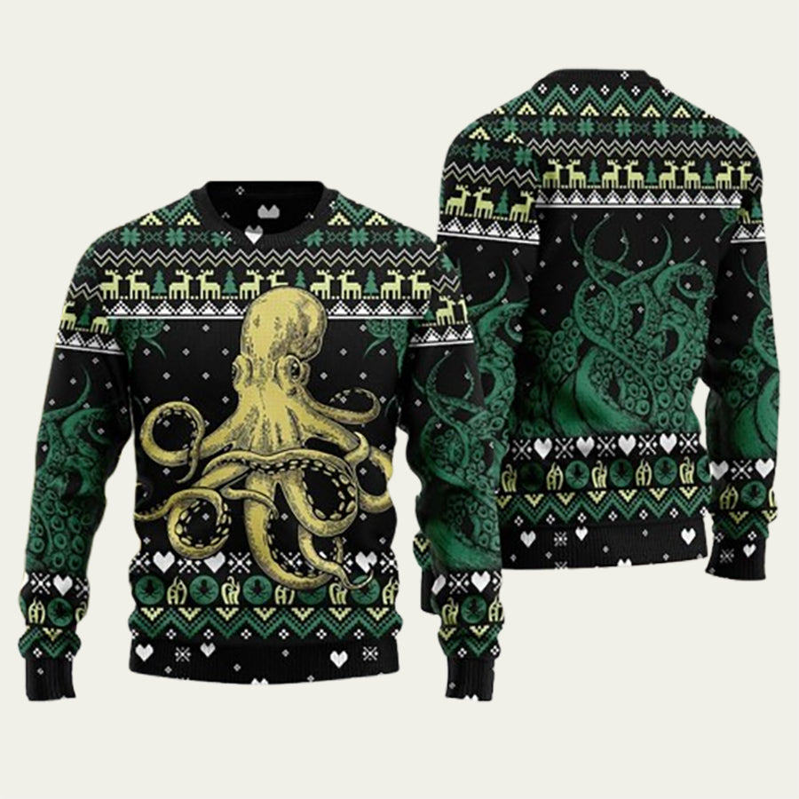 Octopus Ugly Christmas Sweatshirt Ugly Christmas Sweater -