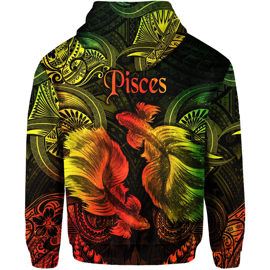 Pisces Zodiac Polynesian Zip Hoodie Unique Style Reggae LT8