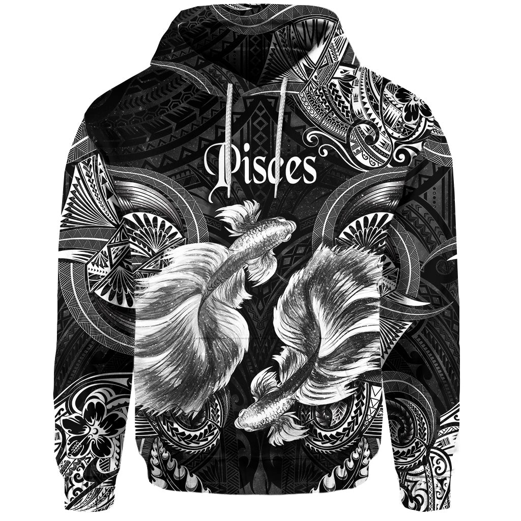 Pisces Zodiac Polynesian Hoodie Unique Style Black LT8