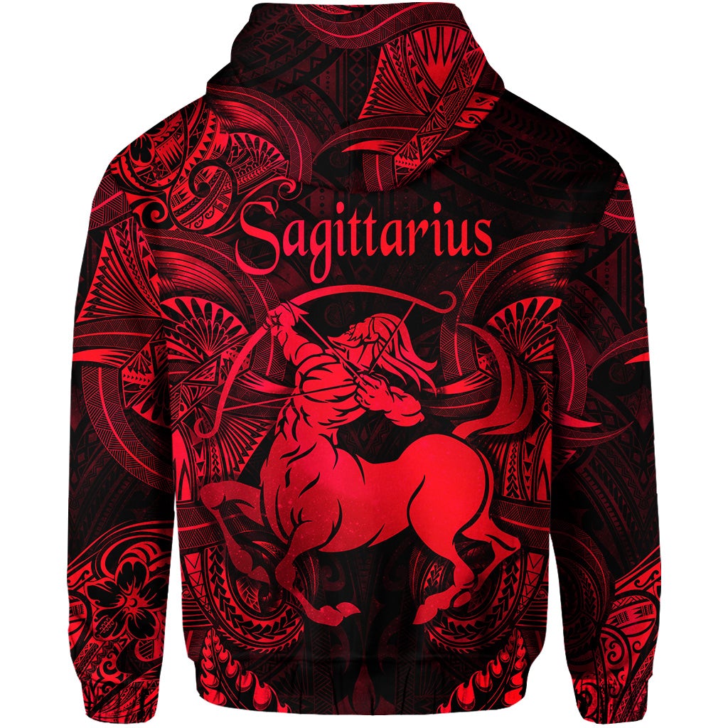 Sagittarius Zodiac Polynesian Hoodie Unique Style Red LT8
