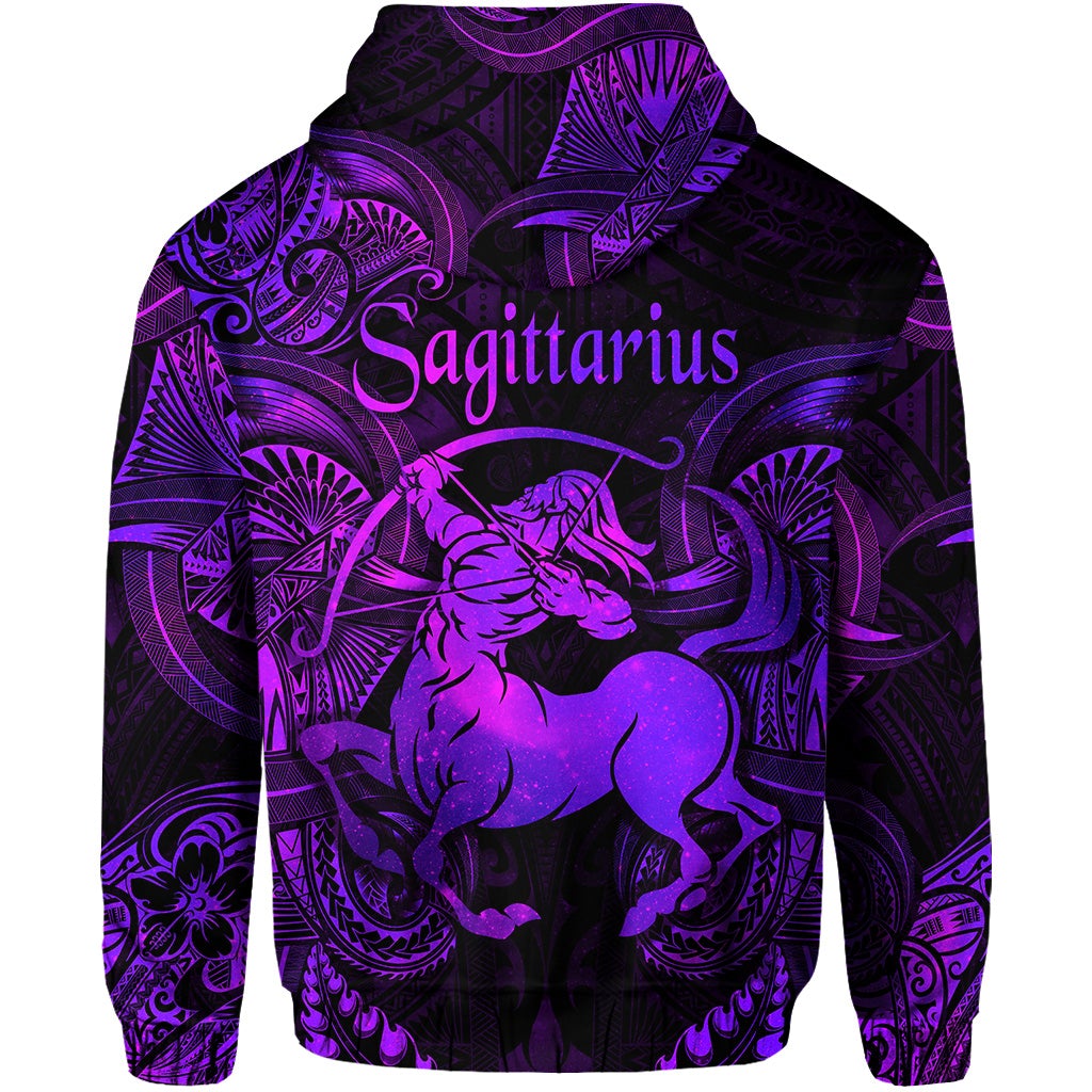 Sagittarius Zodiac Polynesian Hoodie Unique Style Purple LT8