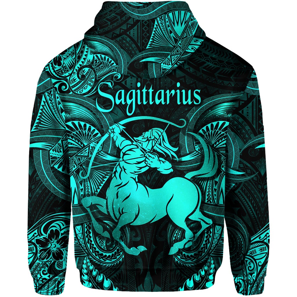 Sagittarius Zodiac Polynesian Hoodie Unique Style Turquoise LT8
