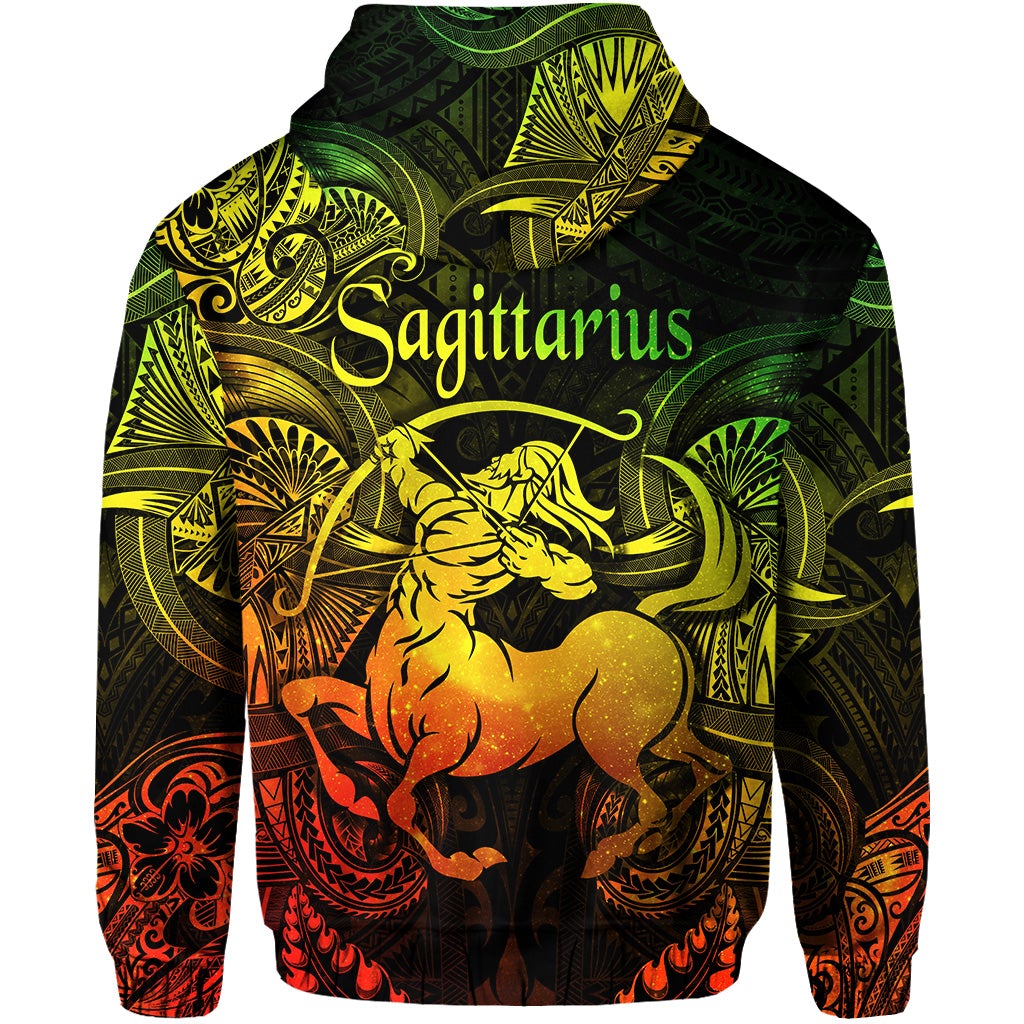 Sagittarius Zodiac Polynesian Zip Hoodie Unique Style Reggae LT8