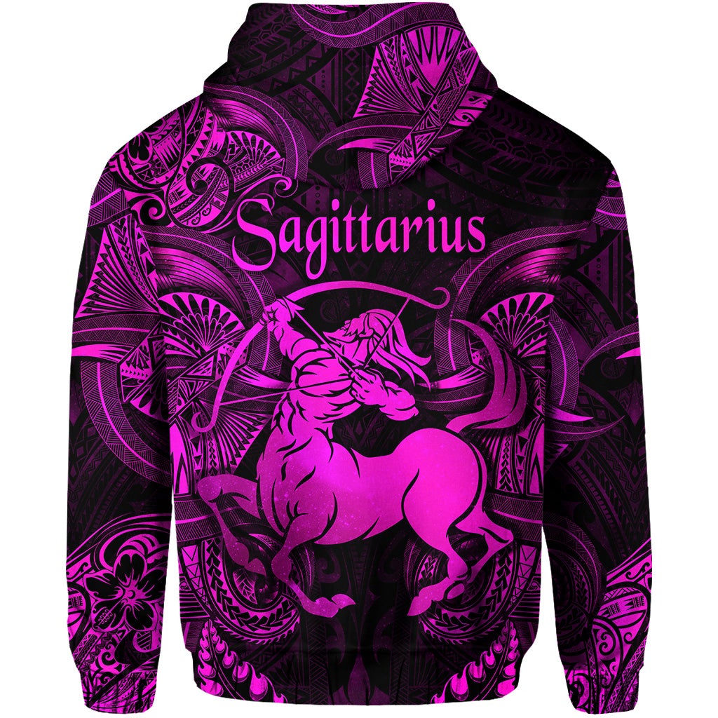 Sagittarius Zodiac Polynesian Hoodie Unique Style Pink LT8