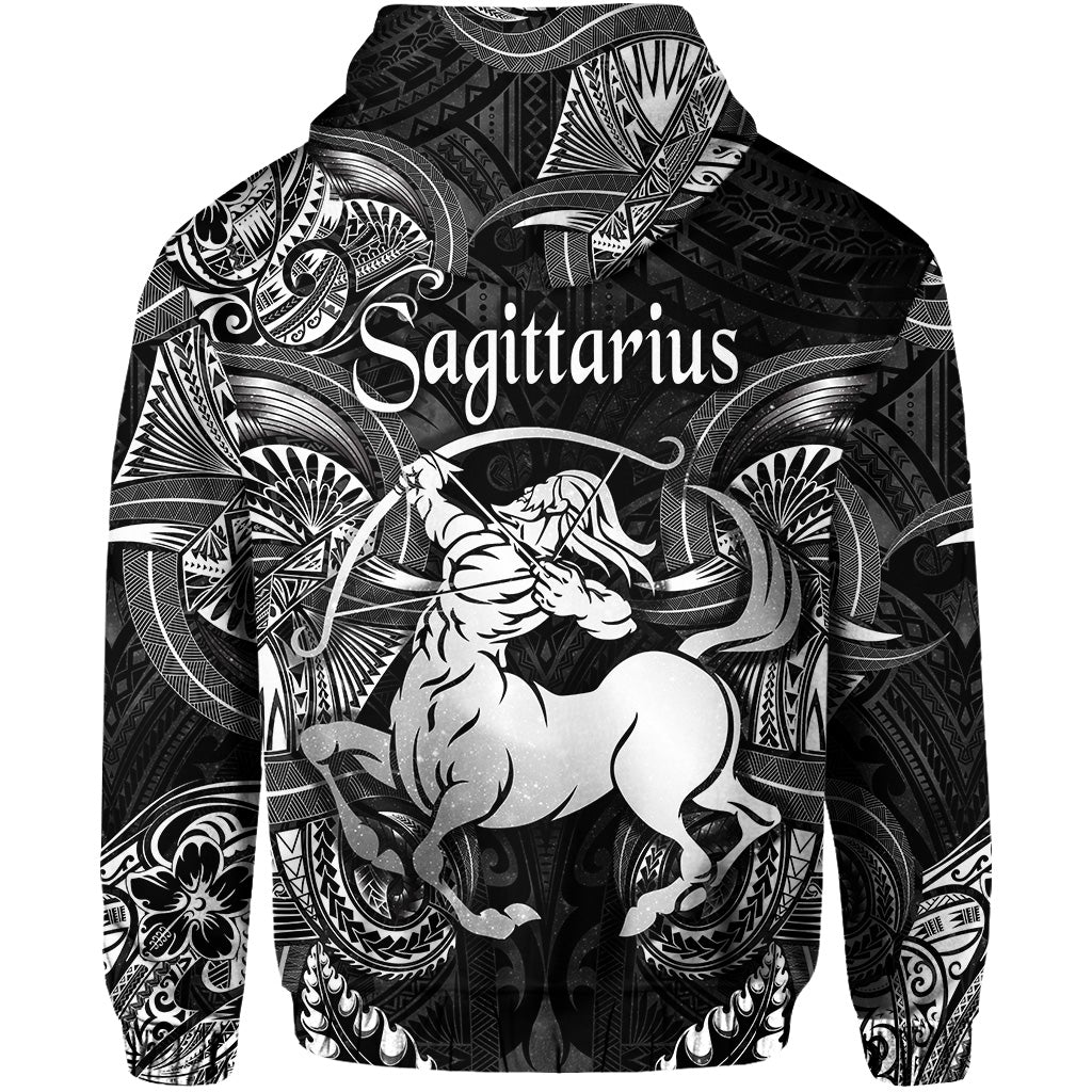 Sagittarius Zodiac Polynesian Zip Hoodie Unique Style Black LT8