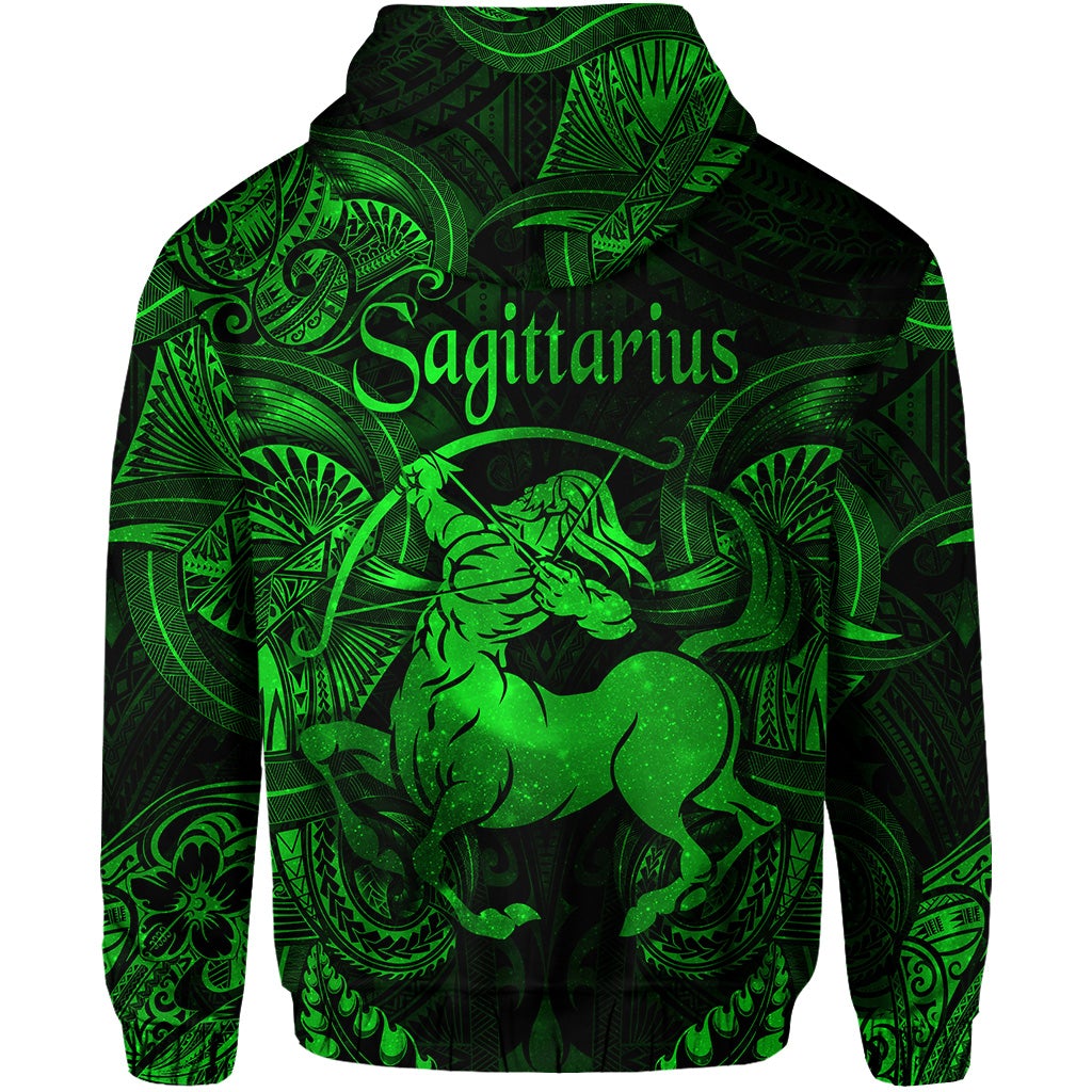 Sagittarius Zodiac Polynesian Hoodie Unique Style Green LT8