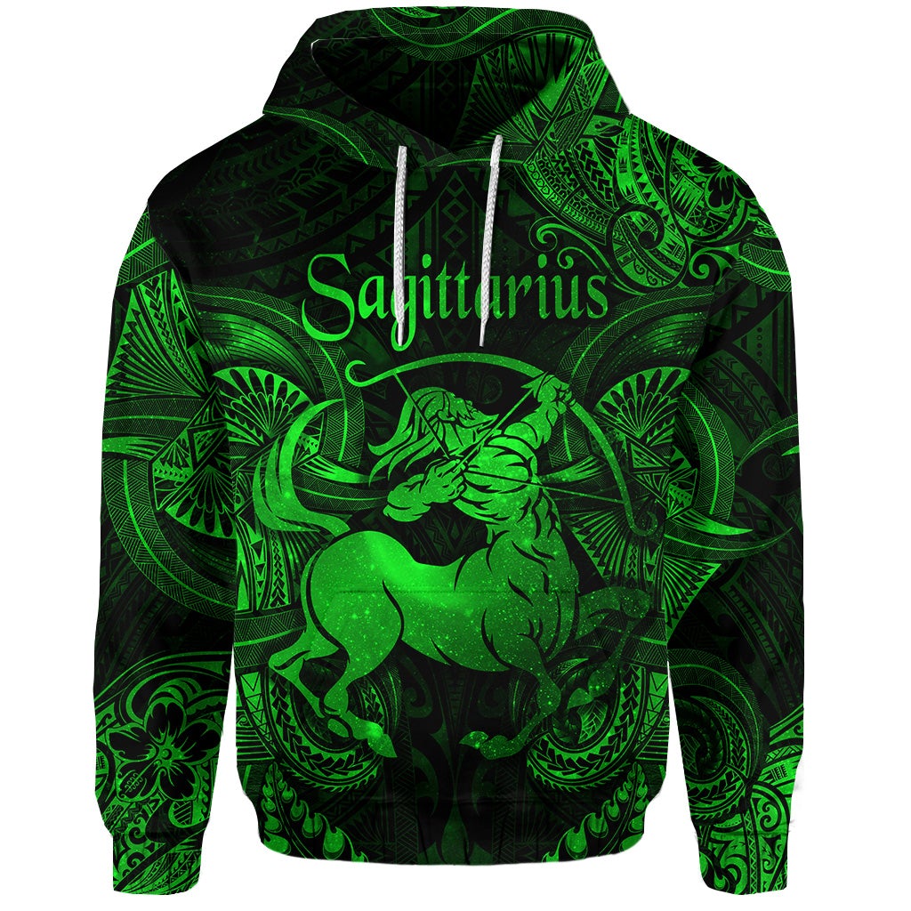 Sagittarius Zodiac Polynesian Hoodie Unique Style Green LT8