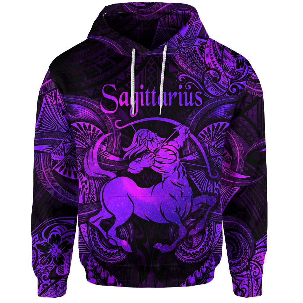 Sagittarius Zodiac Polynesian Hoodie Unique Style Purple LT8