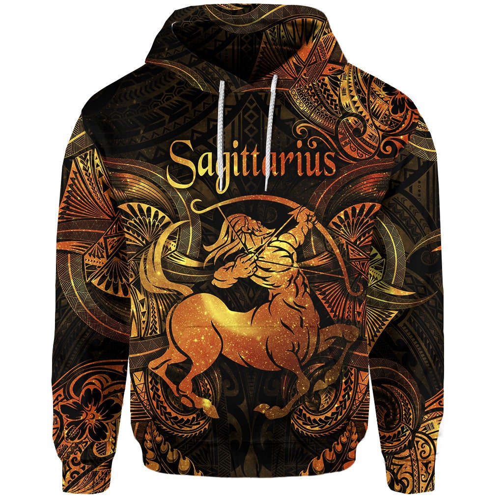 Sagittarius Zodiac Polynesian Hoodie Unique Style Gold LT8