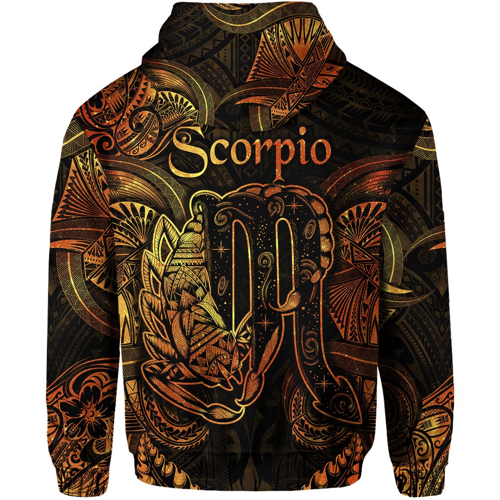 Scorpio Zodiac Polynesian Zip Hoodie Unique Style Gold LT8
