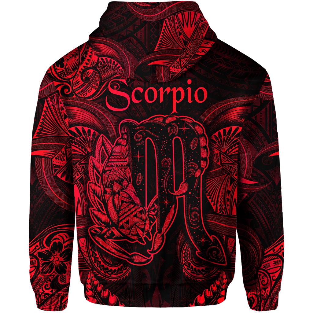 Scorpio Zodiac Polynesian Hoodie Unique Style Red LT8