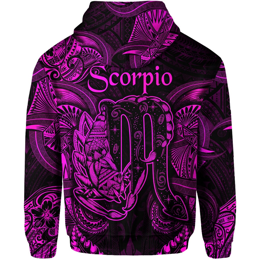 Scorpio Zodiac Polynesian Hoodie Unique Style Pink LT8