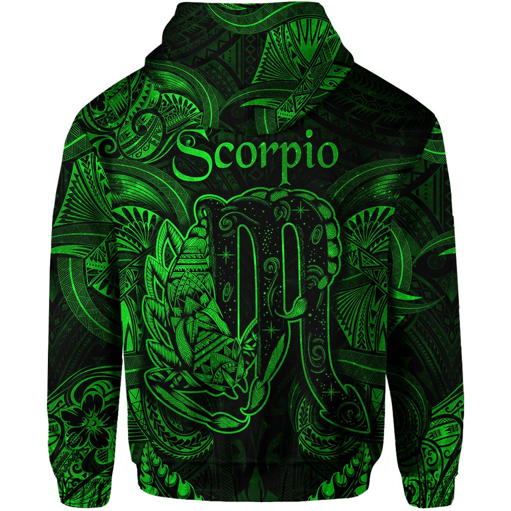 Scorpio Zodiac Polynesian Hoodie Unique Style Green LT8