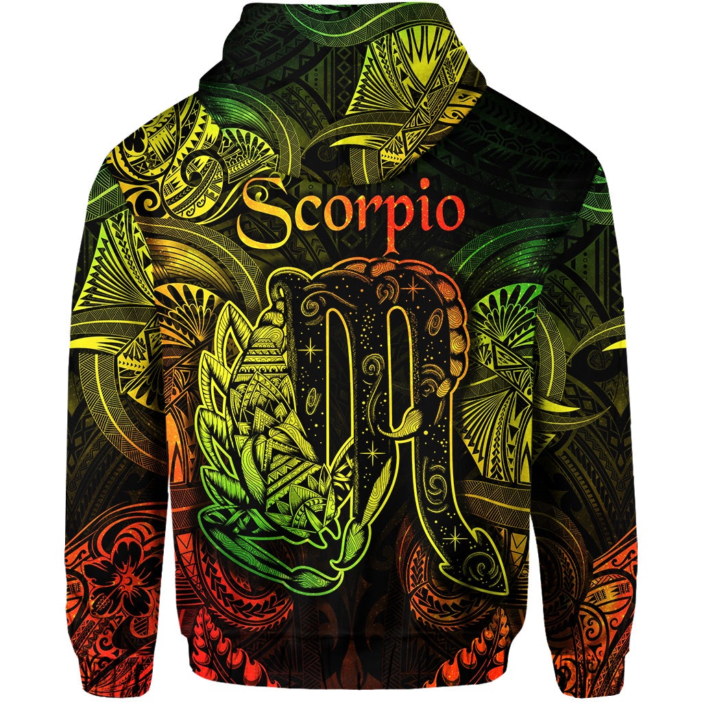 Scorpio Zodiac Polynesian Zip Hoodie Unique Style Reggae LT8