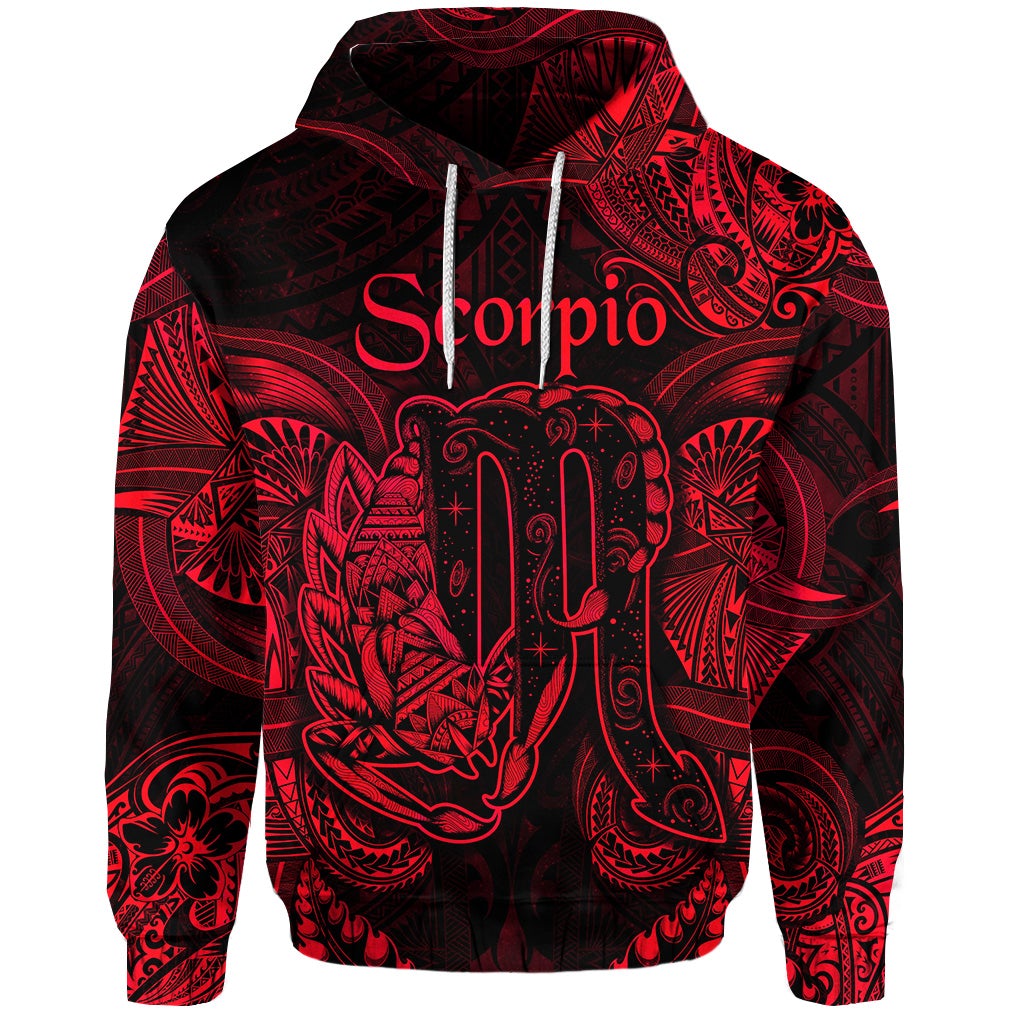 Scorpio Zodiac Polynesian Hoodie Unique Style Red LT8