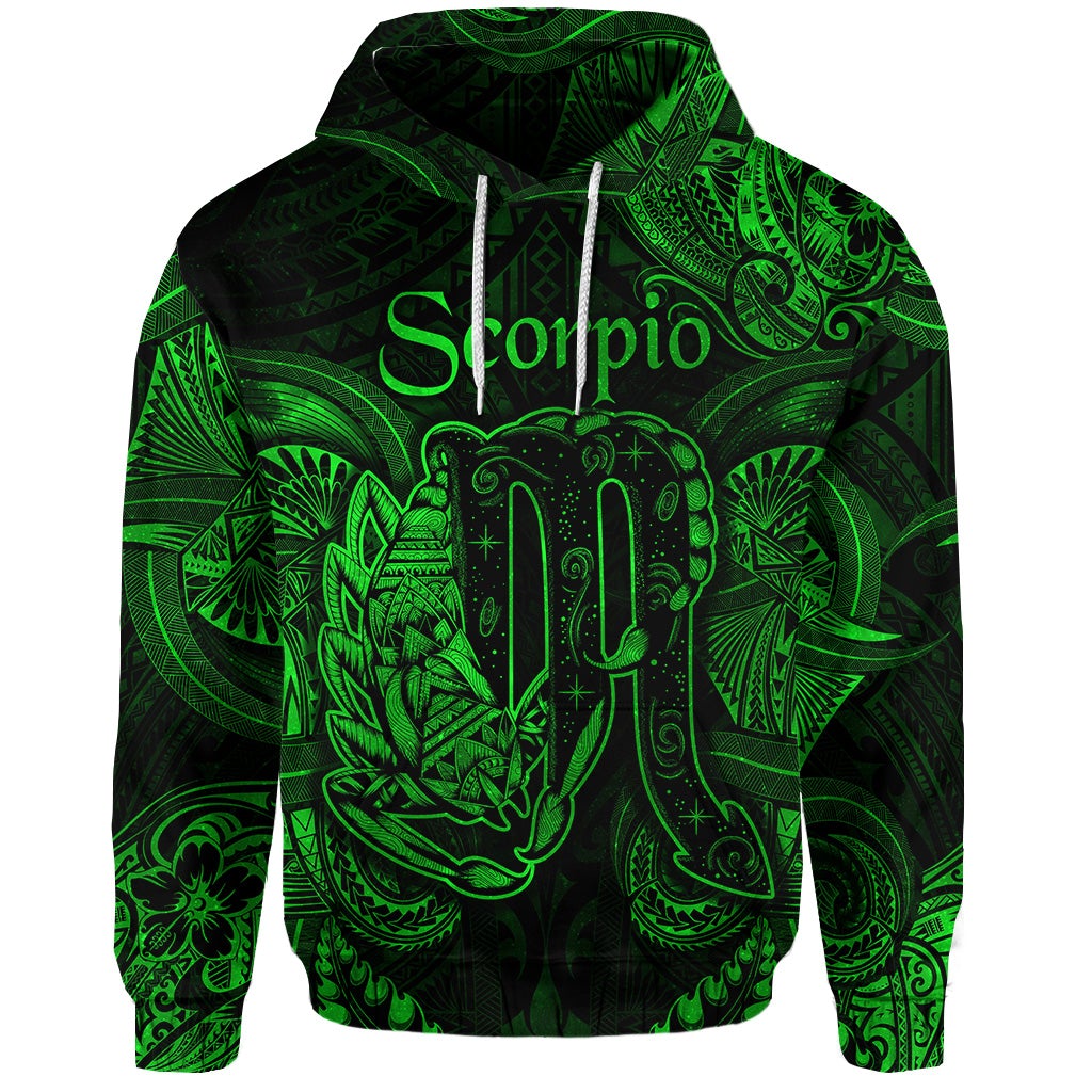 Scorpio Zodiac Polynesian Hoodie Unique Style Green LT8