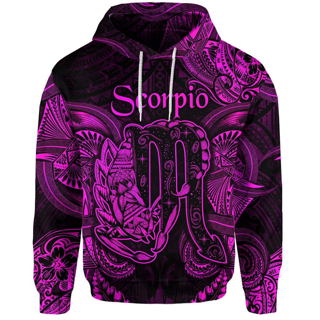 Scorpio Zodiac Polynesian Hoodie Unique Style Pink LT8